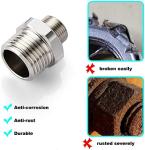 1/2 to 3/8 Reducer Faucet Adapter - Compression Brass Pipe Fitting, 3/8 Male to 1/2 Male Supply Line Adapter for RV Kitchen Plumbing, Water Hose Pipe Connector with Rubber Washer, (2 Pack)