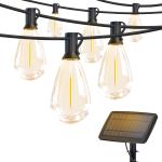 DAYBETTER Solar Outdoor String Lights, 100ft S14 LED Patio Lights with 24 Bulbs, Waterproof String Lights for Backyard