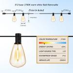 DAYBETTER 100ft Outdoor String Lights, with 24 Edison Vintage Shatterproof Bulbs, ST38 Waterproof Hanging Lights, Connectable and Dimmable Lights for Yard Patio