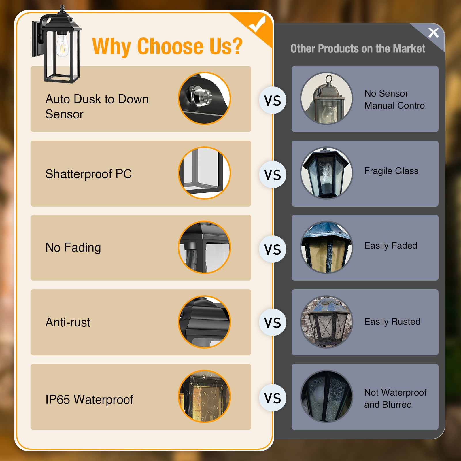 Outdoor Lights Fixture Wall Sconce - 2 Sets Porch Lights Outdoor Wall Lantern Decor for Exterior House Lights (Black)