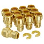 VEVOR Pipe Fittings, 1/2"-3/4" 12PCS Brass Pipe Fittings, Straight-Through Push-Fit Pipe Connector Brass Air Fittings, Heavy Duty Plumbing Fittings Adapter for Heating/Shower Systems,Water Pipes