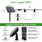 DAYBETTER Solar Outdoor String Lights, 100ft S14 LED Patio Lights with 24 Bulbs, Waterproof String Lights for Backyard