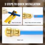 VEVOR Pipe Fittings, 1/2"-3/4" 12PCS Brass Pipe Fittings, Straight-Through Push-Fit Pipe Connector Brass Air Fittings, Heavy Duty Plumbing Fittings Adapter for Heating/Shower Systems,Water Pipes