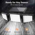 SZRSTH Solar Lights Outdoor - 210 LED 2500LM Waterproof Motion Sensor Security Lights with Wireless Remote Flood Lights for Patio Garage Yard Entryways