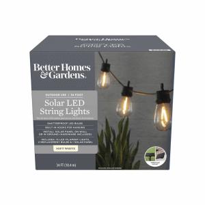 Better Homes & Gardens Solar LED String Lights, 34'