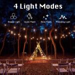 DAYBETTER Solar Outdoor String Lights, 100ft S14 LED Patio Lights with 24 Bulbs, Waterproof String Lights for Backyard