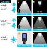 2 Pack Solar Street Light, 1000W LED Solar Lights Outdoor Street PIR Motion Sensor Outdoor Garden Wall Lamp, Dusk to Dawn Wall Spotlight with 3 Lighting Modes & Remote Control