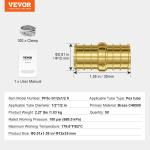 VEVOR Pipe Fittings, 1/2" 50PCS Brass Pipe Fittings, Clamp-style Straight-Through Pipe Connector Brass Air Fittings, Heavy Duty Plumbing Fittings Tube Adapter for Heating/Shower Systems,Water Pipes