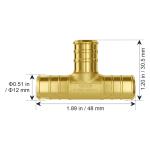 VEVOR Pipe Fittings, 1/2" 50PCS Brass Pipe Fittings, Clamp-style Tee Pipe Connector Brass Air Fittings, Heavy Duty Plumbing Fittings Tube Adapter for Heating/Shower Systems,Outdoor Water Pipes