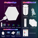 8 pack Hexagon Wall Lights - Smart RGB Hexagonal LED Panels APP Controlled with Music Sync, Honeycomb Design, for Gaming, Bedroom, Kids Room Decor