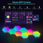 8 pack Hexagon Wall Lights - Smart RGB Hexagonal LED Panels APP Controlled with Music Sync, Honeycomb Design, for Gaming, Bedroom, Kids Room Decor