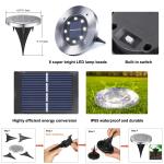 Toodour 12 Pack Solar Ground Lights Outdoor, 8 LED Waterproof Solar Disk Lights for Garden Landscape Pathway Yard Deck Lawn Patio Walkway, White