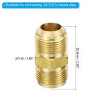 Uxcell 3/4" OD Brass Flare Union Connector, 2 Set Copper Double Pipe Extension Fitting with Nut, 2.08x1.06"