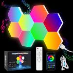 8 pack Hexagon Wall Lights - Smart RGB Hexagonal LED Panels APP Controlled with Music Sync, Honeycomb Design, for Gaming, Bedroom, Kids Room Decor