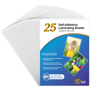 MaxGear 10 Mil Self Adhesive Laminating Pouches, 4.5" x 6.5", 25 Count