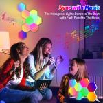 8 pack Hexagon Wall Lights - Smart RGB Hexagonal LED Panels APP Controlled with Music Sync, Honeycomb Design, for Gaming, Bedroom, Kids Room Decor