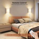 Neoglint Wall Sconces Set of 2, Battery Operated Wall Lamp 16 RGB Colors Changeable Dimmable Wall Light Fixtures with Fabric Linen Shade for Bedroom Living Room Hallway