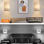 Neoglint Wall Sconces Set of 2, Battery Operated Wall Lamp 16 RGB Colors Changeable Dimmable Wall Light Fixtures with Fabric Linen Shade for Bedroom Living Room Hallway
