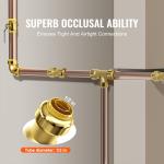 VEVOR Pipe Fittings, 1/2" 25PCS (10xStraight, 10xElbows, 5xTees) Brass Pipe Fittings, Push-Fit Pipe Connector Brass Air Fittings, Plumbing Fittings Adapter for Heating/Shower Systems, Water Pipes