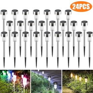 BLITZWILL Solar Lights Outdoor, 24Pack LED Waterproof Pathway Lights for Garden, Landscape, Path, Yard, Patio, White
