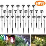 BLITZWILL Solar Lights Outdoor, 24Pack LED Waterproof Pathway Lights for Garden, Landscape, Path, Yard, Patio, White