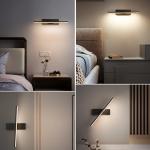 DONGPAI Modern Black Wall Sconce Light, Rotatable 330°3 Color changing Bedside Wall Light for Bedroom Living Room Hotel Hallway