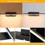 DONGPAI Modern Black Wall Sconce Light, Rotatable 330°3 Color changing Bedside Wall Light for Bedroom Living Room Hotel Hallway