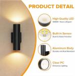 Dusk to Dawn Outdoor Wall Lights, 16W Integrated LED Cylinder Up-Down Sconce, 3000K Waterproof Aluminum Exterior Lighting, Matte Black Modern Porch and Entryway Wall Light Fixture, 2 Pack$$Tools &
