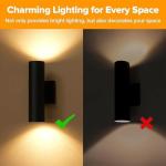 Dusk to Dawn Outdoor Wall Lights, 16W Integrated LED Cylinder Up-Down Sconce, 3000K Waterproof Aluminum Exterior Lighting, Matte Black Modern Porch and Entryway Wall Light Fixture, 2 Pack$$Tools &