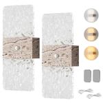 Jercoda 2pcs Wireless Motion Sensor Wall Lights with Auto-Modes, Rectangular Design Rechargeable Wall Sconces with Stickers for Bedroom Living Room Stairways