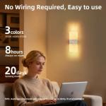 Jercoda 2pcs Wireless Motion Sensor Wall Lights with Auto-Modes, Rectangular Design Rechargeable Wall Sconces with Stickers for Bedroom Living Room Stairways