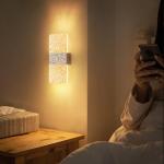 Jercoda 2pcs Wireless Motion Sensor Wall Lights with Auto-Modes, Rectangular Design Rechargeable Wall Sconces with Stickers for Bedroom Living Room Stairways