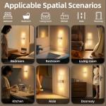 Jercoda 2pcs Wireless Motion Sensor Wall Lights with Auto-Modes, Rectangular Design Rechargeable Wall Sconces with Stickers for Bedroom Living Room Stairways