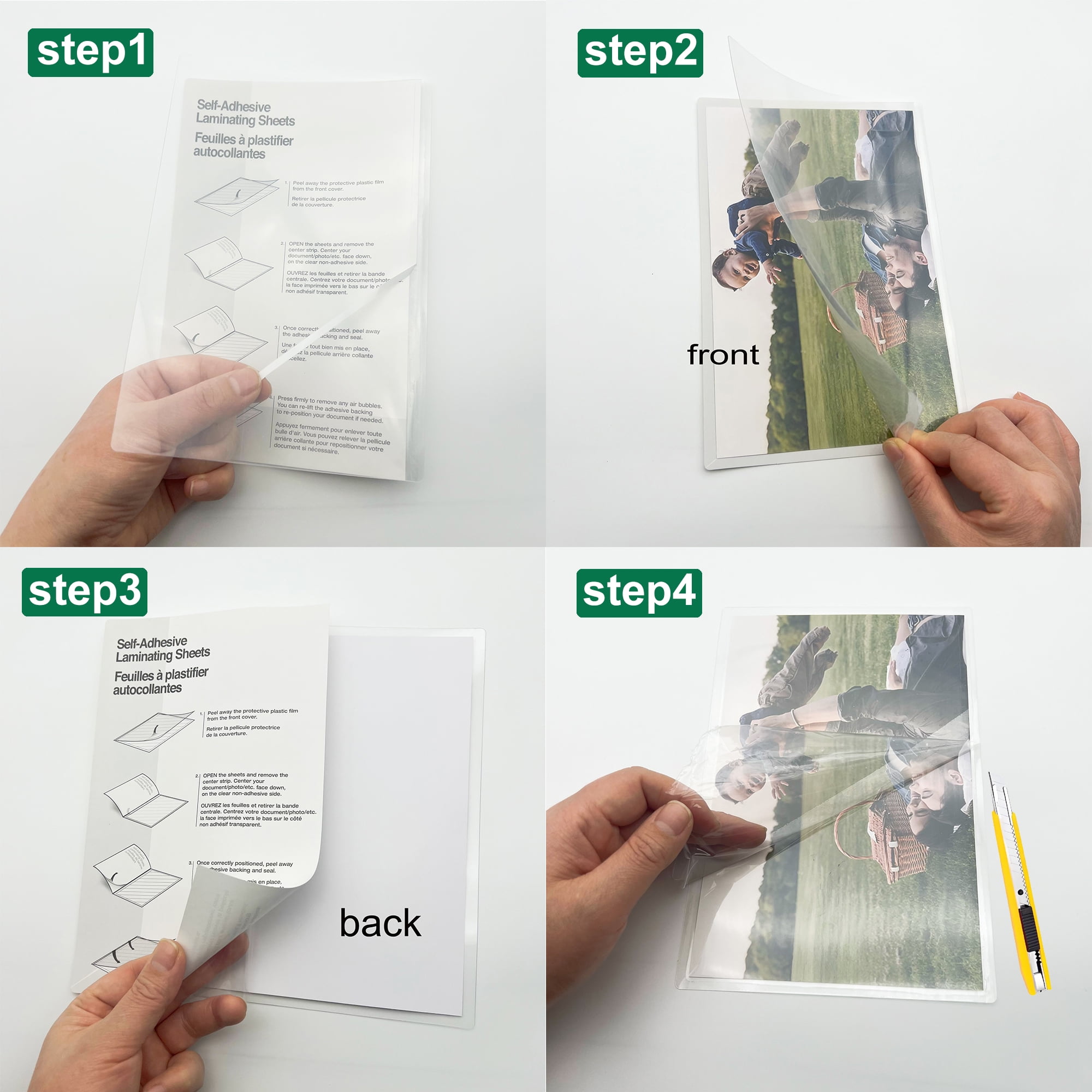 DUOJUN Thicken Self-Adhesive Laminating Pouches, No Machine Needed, 6 Count, 1 Pack