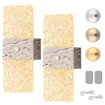 Jercoda 2pcs Wireless Motion Sensor Wall Lights with Auto-Modes, Rectangular Design Rechargeable Wall Sconces with Stickers for Bedroom Living Room Stairways