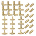 (Pack of 36) 1/2" PEX Fittings,90 Degree Elbow (12 PCS) + Tee (12 PCS) + Straight Coupling (12 PCS),Pex Brass Crimp Fitting Combo for PEX Pipe Tubing Connection, F1807 1/2Inch(36Pack)