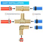 (Pack of 36) 1/2" PEX Fittings,90 Degree Elbow (12 PCS) + Tee (12 PCS) + Straight Coupling (12 PCS),Pex Brass Crimp Fitting Combo for PEX Pipe Tubing Connection, F1807 1/2Inch(36Pack)