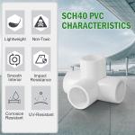 4 Way PVC Pipe Fittings 1/2 Inch, PVC Elbow Corner Side Outlet Tee Fitting, SCH40 Furniture Grade PVC Pipe Connectors - Fits 1/2" PVC Pipes, 12 Pieces