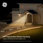GE Outdoor Security Flood Lights, Adjustable 3-Head Light with Motion & Dusk to Dawn Sensor, Solar Light, 2500 Lumens