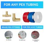 (Pack of 36) 1/2" PEX Fittings,90 Degree Elbow (12 PCS) + Tee (12 PCS) + Straight Coupling (12 PCS),Pex Brass Crimp Fitting Combo for PEX Pipe Tubing Connection, F1807 1/2Inch(36Pack)
