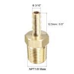 Uxcell 3/16 inch x NPT 1/8 Male Thread Brass Hose Barb Fitting Straight Pipe Connector