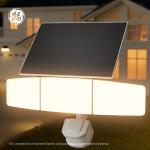 GE Outdoor Security Flood Lights, Adjustable 3-Head Light with Motion & Dusk to Dawn Sensor, Solar Light, 2500 Lumens