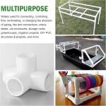 4 Way PVC Pipe Fittings 1/2 Inch, PVC Elbow Corner Side Outlet Tee Fitting, SCH40 Furniture Grade PVC Pipe Connectors - Fits 1/2" PVC Pipes, 12 Pieces