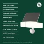 GE Outdoor Security Flood Lights, Adjustable 3-Head Light with Motion & Dusk to Dawn Sensor, Solar Light, 2500 Lumens