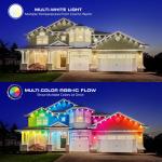 Monster 100 ft Permanent Outdoor Lights Smart – 72 RGBIC LEDs, Multi-White & Full Color, All-Weather Waterproof, App & Voice Control – Holiday & Year-Round Outdoor String Lighting