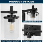 PYNSSEU 24" 3-Light Matte Black Bathroom Light Fixtures with Clear Glass Shape Wall Sconces Lighting