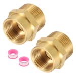 Uxcell 2Pcs Brass Pipe Fitting, 1/2"NPT Female x 3/4"G Male Hex Nipple Pipe Fitting Adapter 1/2"to 3/4"Female, Gold