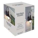 Better Homes & Gardens 12" Farmhouse Bronze Outdoor Wall Light, Metal Fixture Opal Glass Shade