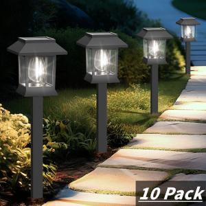 10 Pack Solar Lights for Outside Walkway Pathway Driveway Outdoor Waterproof Led Landscape Lighting For Garden Yard Decor.(Cool white, 10)