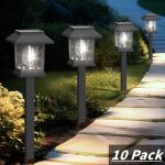 10 Pack Solar Lights for Outside Walkway Pathway Driveway Outdoor Waterproof Led Landscape Lighting For Garden Yard Decor.(Cool white, 10)